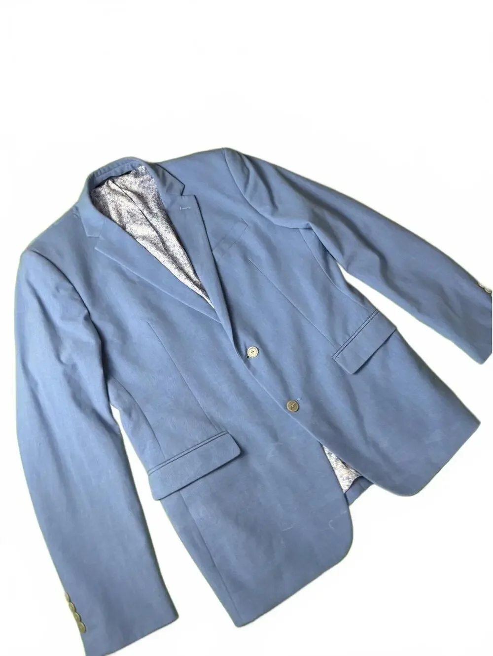 Men's Blue Blazer with Patterned Lining